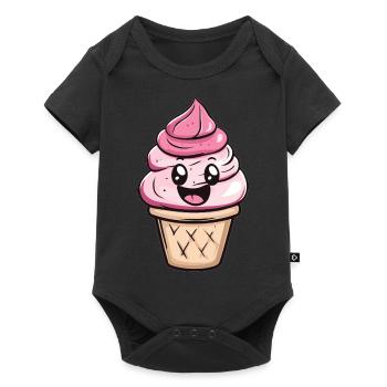 Fröhliches Eis im Becher - Baby Premium Kurzarmbody - Schwarz - Vorne