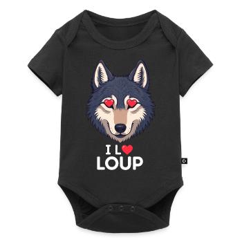 I love wolf - Baby Premium short-sleeve bodysuit - black - Front