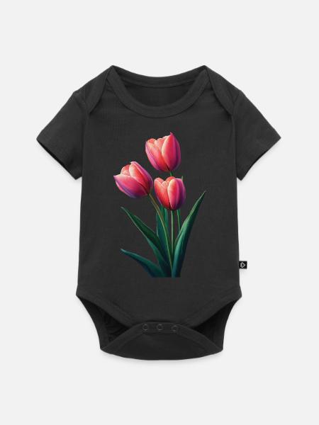 Tulpe - Baby Premium Kurzarmbody - Schwarz