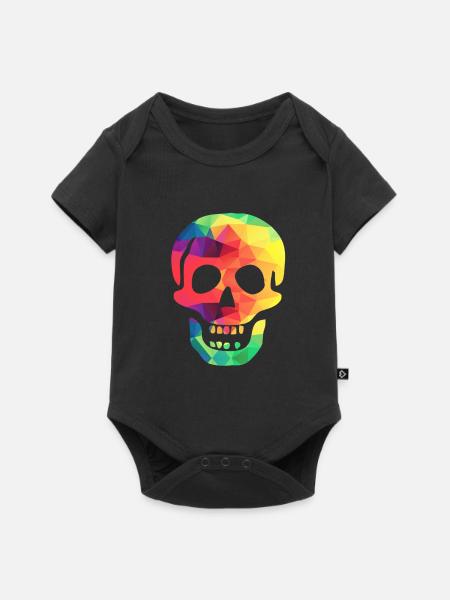 Bunter Totenkopf - Baby Premium Kurzarmbody - Schwarz