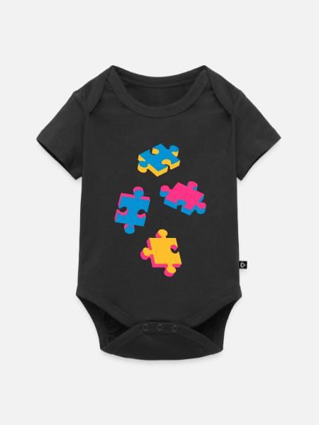 vier Puzzleteile - Baby Premium Kurzarmbody - Schwarz