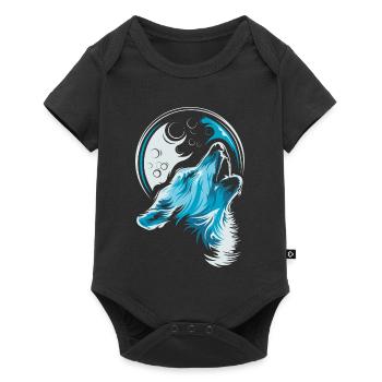 loup bleu lune hurlement illustration animaux de la forêt - Body à manches courtes Premium Bébé - noir - Devant