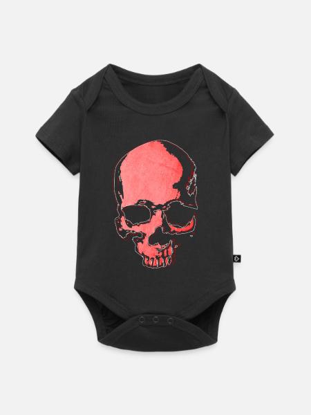 Roter Schädel - Baby Premium Kurzarmbody - Schwarz