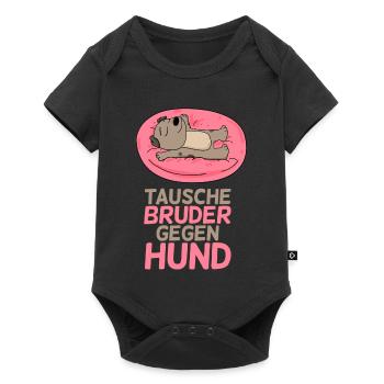 Tausche Bruder gegen Hund - Baby Premium Kurzarmbody - Schwarz - Vorne