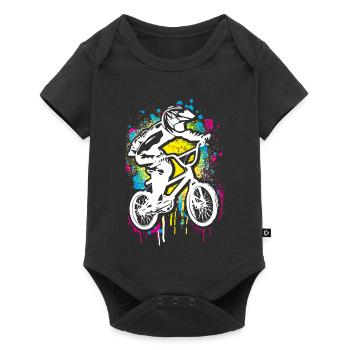 Bmx Graffiti | Bmx Fahrrad Fahrer Streetart - Baby Premium Kurzarmbody - Schwarz - Vorne