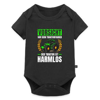 Vorsicht Vor Dem Traktorfahrer Traktor - Baby Premium Kurzarmbody - Schwarz - Vorne