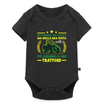 Mia Testa Sto Guidando Il Mio Trattore - Baby Premium Kurzarmbody - Schwarz - Vorne