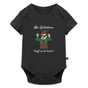 Mei Lederhosn Trogt No Da Hirsch Lederhose Ersatz - Baby Premium Kurzarmbody - Schwarz - Vorne