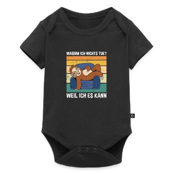 Warum Ich Nichts Tue? Weil Ich Es Kann Faultier - Baby Premium Kurzarmbody - Schwarz - Vorne