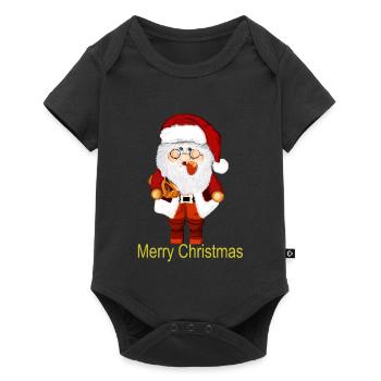 Weihnachtsmann mit Geschenkpaket - Baby Premium Kurzarmbody - Schwarz - Vorne