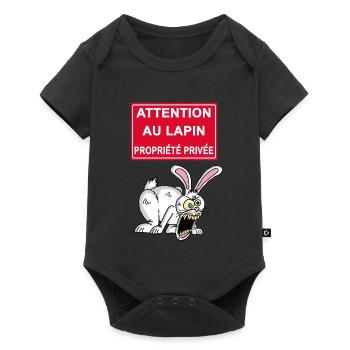 Attention au lapin blanc - Body à manches courtes Premium Bébé - noir - Devant