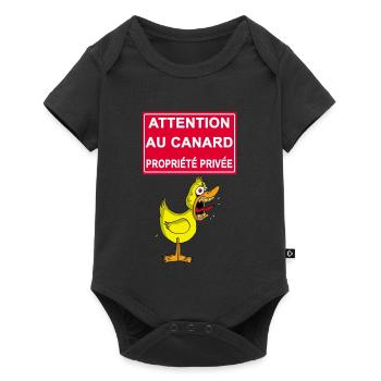 Attention au canard jaune - Body à manches courtes Premium Bébé - noir - Devant