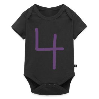 4 Number four number purple birthday - Baby Premium short-sleeve bodysuit - black - Front