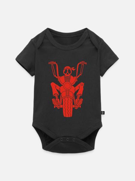 Rotes Biker-Skelett - Baby Premium Kurzarmbody - Schwarz