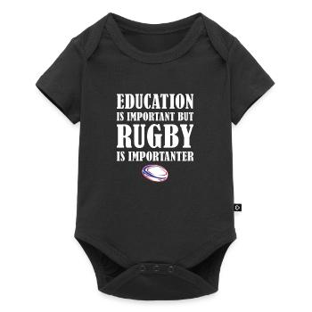But Rugby Is Importanter Samoa Rugby - Baby Premium Kurzarmbody - Schwarz - Vorne
