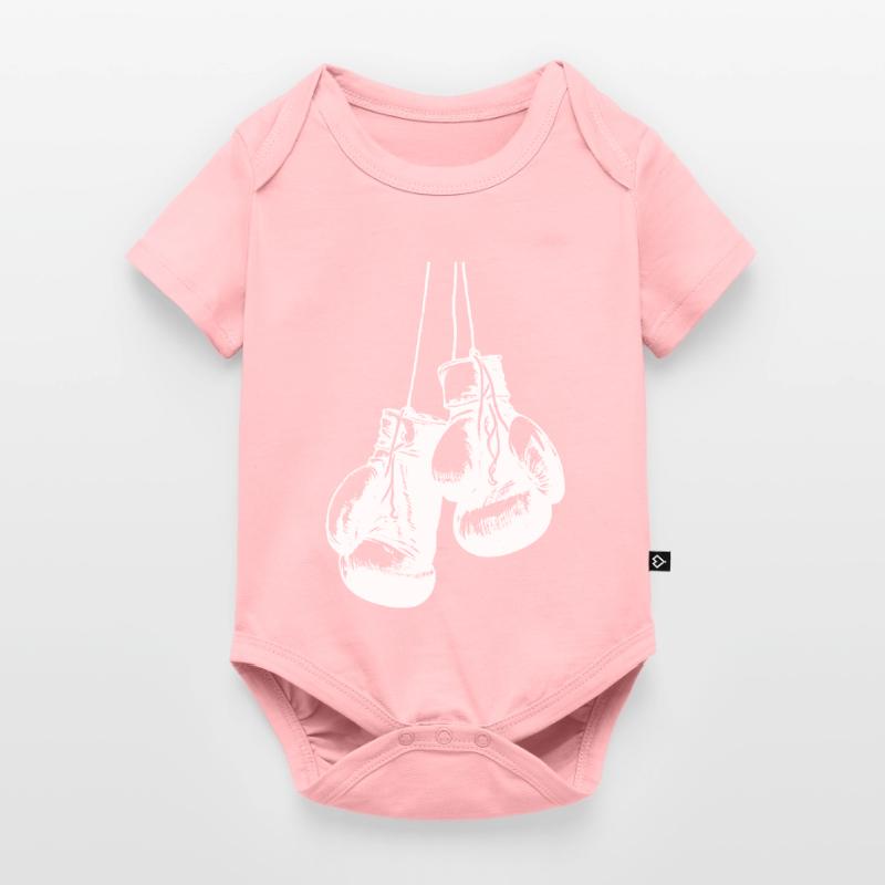 Conception de gants de boxe blancs suspendus. Conception de logo Body à manches courtes Premium Bébé