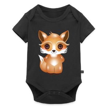 cute fox in kawaii comic style - Baby Premium short-sleeve bodysuit - black - Front
