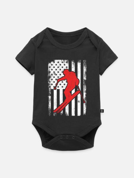 4. Juli Ski USA - Baby Premium Kurzarmbody - Schwarz