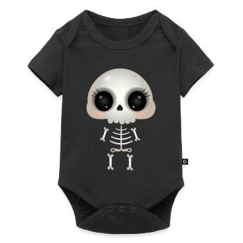 Crâne mignon avec orbites et cils foncés - Body à manches courtes Premium Bébé - noir - Devant
