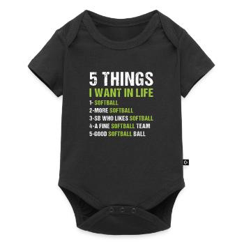 Sport 5 choses que je veux dans la vie Softball - Body à manches courtes Premium Bébé - noir - Devant