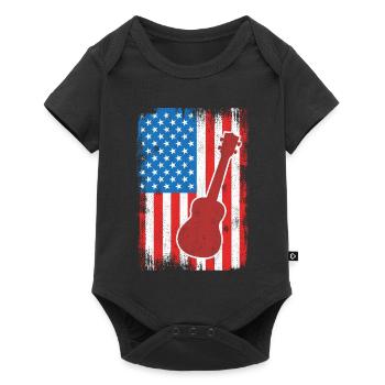 July 4 USA Ukulele - Baby Premium short-sleeve bodysuit - black - Front