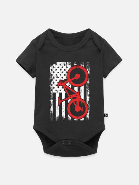 Patriotischer US Mountainbiker - Baby Premium Kurzarmbody - Schwarz