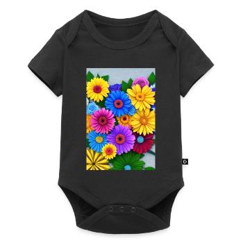 Multi Flowers - Baby Premium short-sleeve bodysuit - black - Front