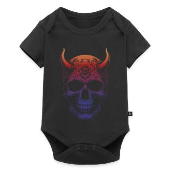 Crâne avec cornes - Body à manches courtes Premium Bébé - noir - Devant