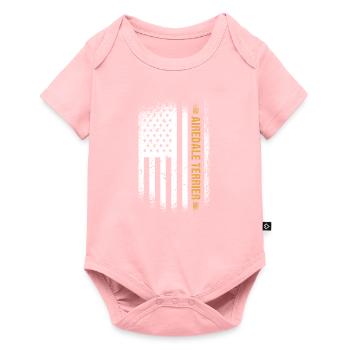 Airedale Terrier Us drapeau - Body à manches courtes Premium Bébé - rose - Devant