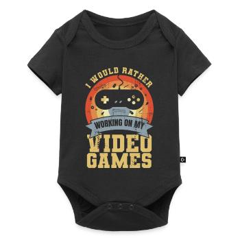 I'd rather work on video games - Baby Premium short-sleeve bodysuit - black - Front