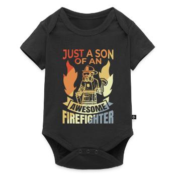 Son of a great firefighter - Baby Premium short-sleeve bodysuit - black - Front