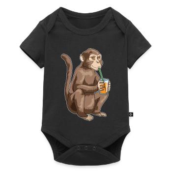 Affe Saft - Baby Premium Kurzarmbody - Schwarz - Vorne