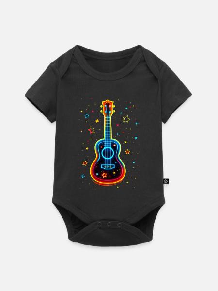 90er Jahre Ukulele - Baby Premium Kurzarmbody - Schwarz