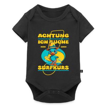 Cute duck with surfboard - Baby Premium short-sleeve bodysuit - black - Front
