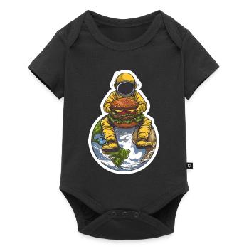 Astronaut is happy about his burger in space - Baby Premium short-sleeve bodysuit - black - Front