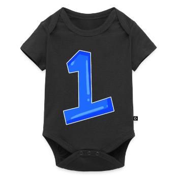 Number 1 blue - Baby Premium short-sleeve bodysuit - black - Front