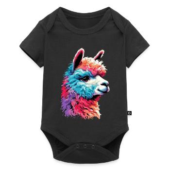 Alpaka - Baby Premium Kurzarmbody - Schwarz - Vorne