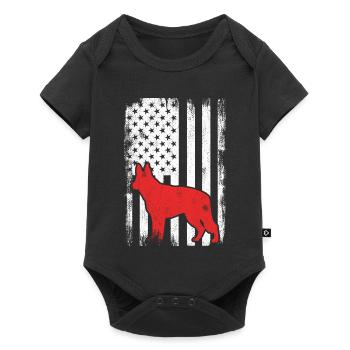 4th of July USA Shepherd Dog - Baby Premium short-sleeve bodysuit - black - Front
