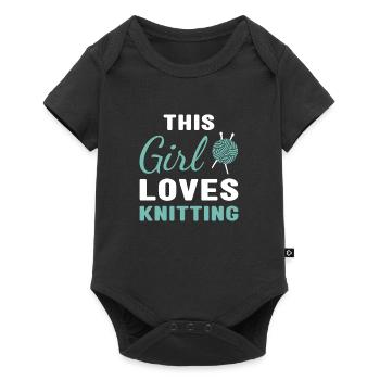 Knitter This Girl Loves Knitting - Baby Premium short-sleeve bodysuit - black - Front