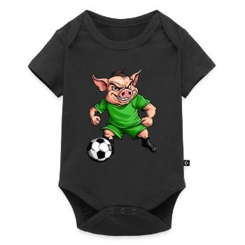 green soccer piggy - Baby Premium short-sleeve bodysuit - black - Front