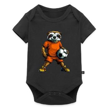 Faultier Fussballer - Baby Premium Kurzarmbody - Schwarz - Vorne