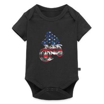 Biker Us Flag Mountain Biking - Baby Premium short-sleeve bodysuit - black - Front