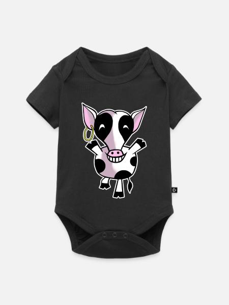 Glückliche Kuh - Baby Premium Kurzarmbody - Schwarz