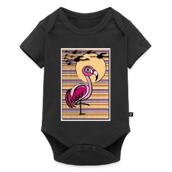 Flamingo in the sunset - Baby Premium Kurzarmbody - Schwarz - Vorne