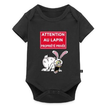 Attention au lapin blanc ! - Body à manches courtes Premium Bébé - noir - Devant