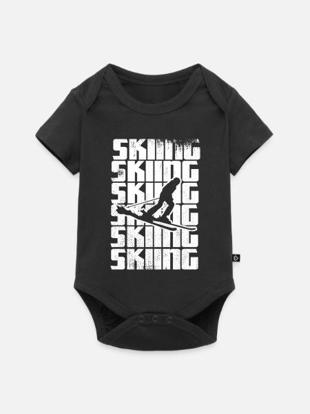 Lustiger Skifahrer - Baby Premium Kurzarmbody - Schwarz
