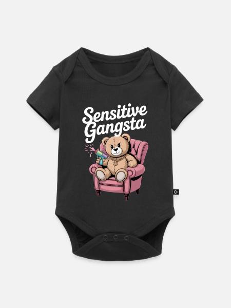 Sensitive Gangsta Teddy Edition - Baby Premium Kurzarmbody - Schwarz