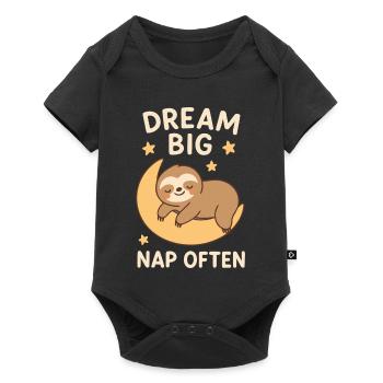 Faultier - Dream Big - Baby Premium Kurzarmbody - Schwarz - Vorne