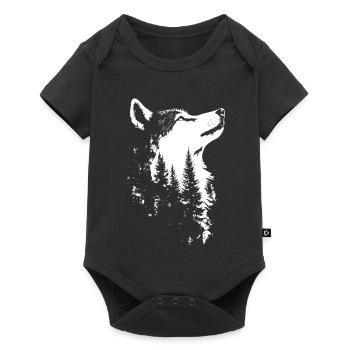 Silhouette de forêt de loups nordiques - Body à manches courtes Premium Bébé - noir - Devant