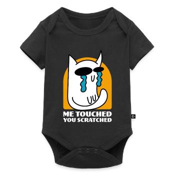 Moi Touché Vous Rayé Drôle De Chat Dessin Animé - Body à manches courtes Premium Bébé - noir - Devant